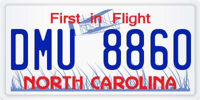 NC license plate DMU8860