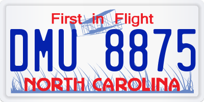 NC license plate DMU8875