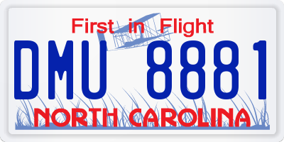 NC license plate DMU8881