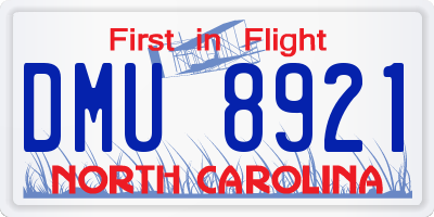 NC license plate DMU8921