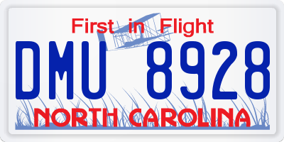 NC license plate DMU8928