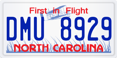 NC license plate DMU8929