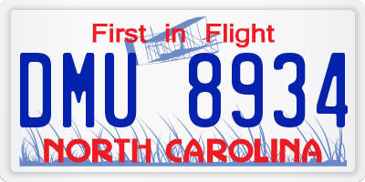 NC license plate DMU8934