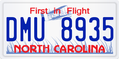NC license plate DMU8935