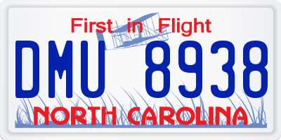 NC license plate DMU8938