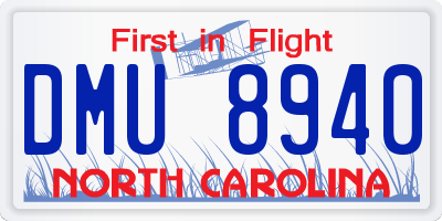 NC license plate DMU8940