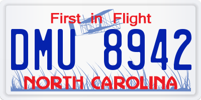 NC license plate DMU8942