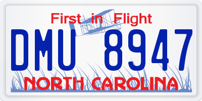 NC license plate DMU8947