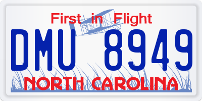 NC license plate DMU8949