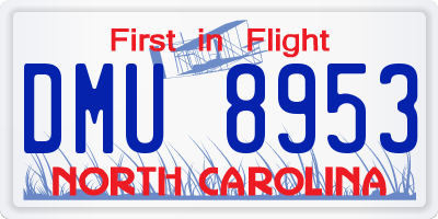 NC license plate DMU8953
