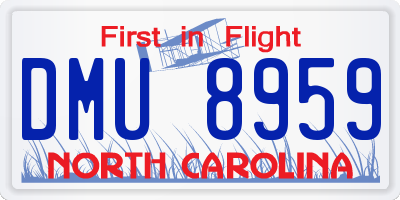 NC license plate DMU8959
