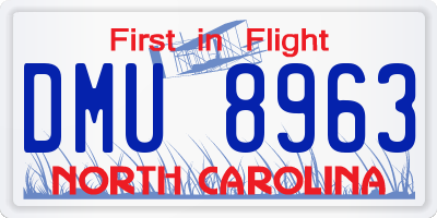 NC license plate DMU8963