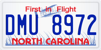 NC license plate DMU8972