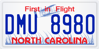 NC license plate DMU8980