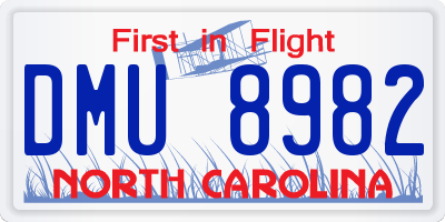 NC license plate DMU8982