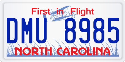NC license plate DMU8985
