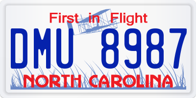 NC license plate DMU8987