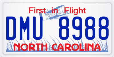 NC license plate DMU8988