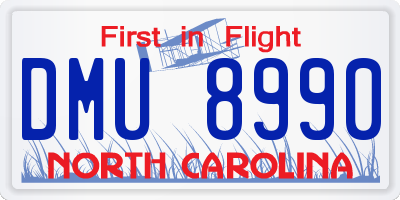 NC license plate DMU8990