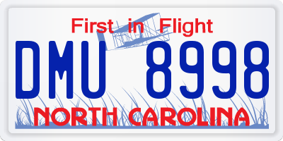NC license plate DMU8998