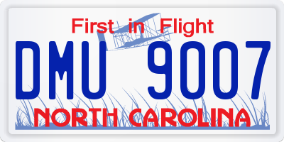 NC license plate DMU9007