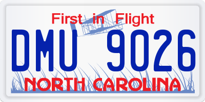 NC license plate DMU9026