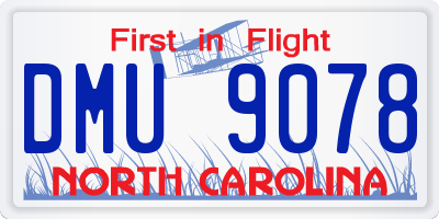 NC license plate DMU9078
