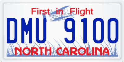 NC license plate DMU9100
