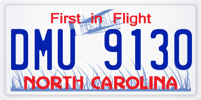 NC license plate DMU9130