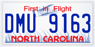 NC license plate DMU9163