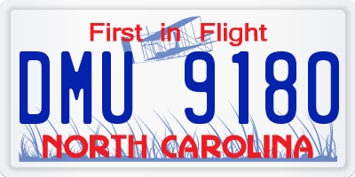 NC license plate DMU9180