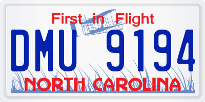 NC license plate DMU9194