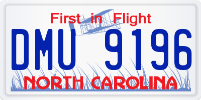 NC license plate DMU9196