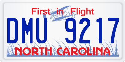 NC license plate DMU9217