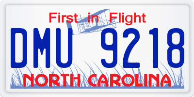 NC license plate DMU9218