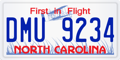 NC license plate DMU9234