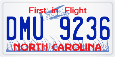 NC license plate DMU9236