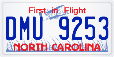 NC license plate DMU9253