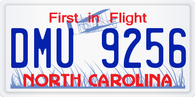 NC license plate DMU9256