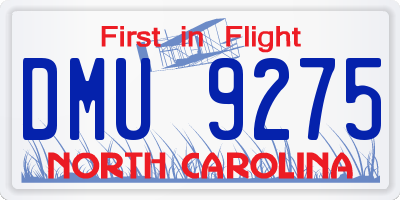 NC license plate DMU9275