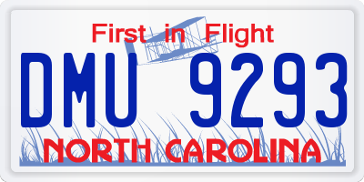 NC license plate DMU9293