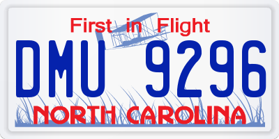 NC license plate DMU9296