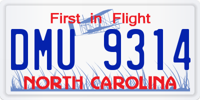 NC license plate DMU9314