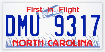 NC license plate DMU9317