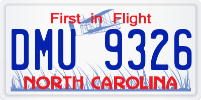 NC license plate DMU9326