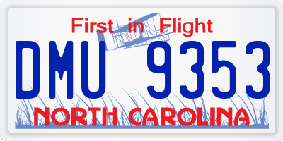 NC license plate DMU9353