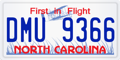 NC license plate DMU9366