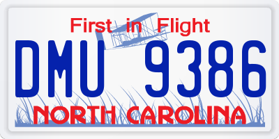 NC license plate DMU9386