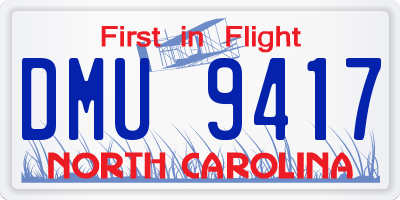 NC license plate DMU9417