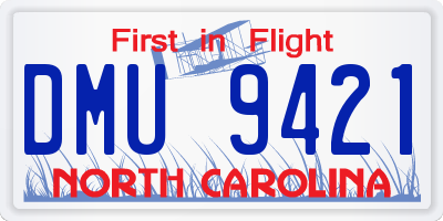 NC license plate DMU9421